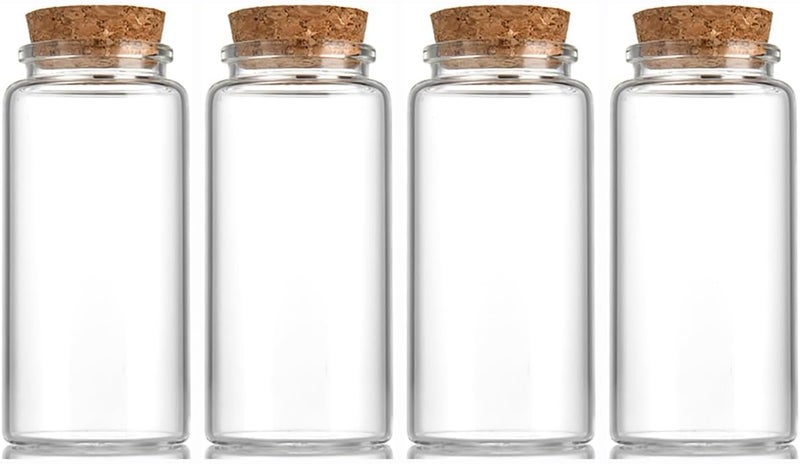EWEIGEER 4 pcs 120ml Small Glass Jars with Cork Lids,Halloween Rainbow Candy Glass Bottles,Vials Jars,Cute Storage Jar,Wishing Bottle 47x90mm(1.85x3.55inch) - Image 1